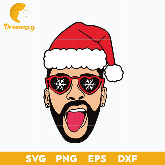Bad Bunny Santa Claus Hat Christmas SVG, Christmas SVG, PNG, DXF, EPS File.