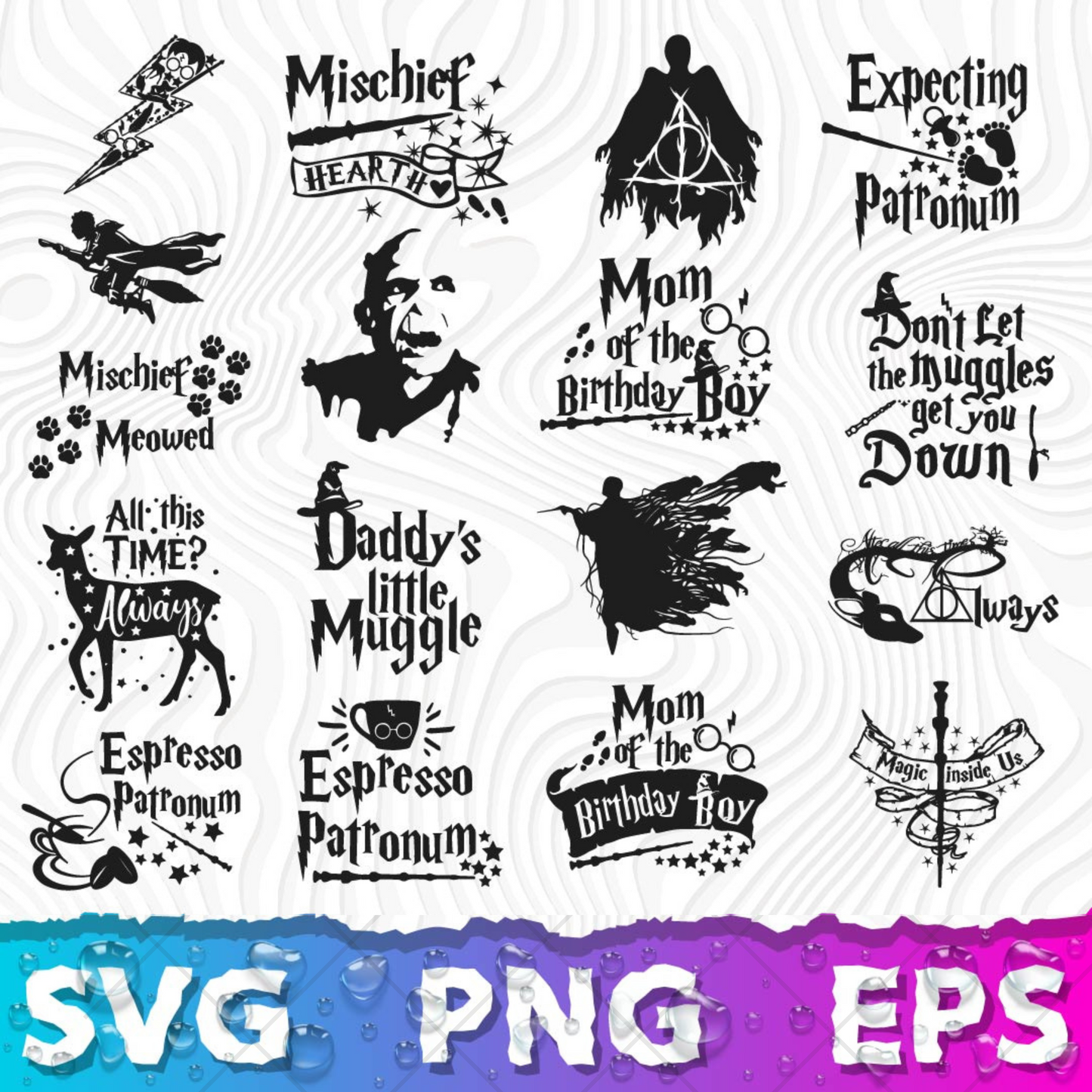 Harry Potter Clipart Bundle, Harry Potter SVG Cut Files for Cricut / Silhouette, Harry Potter Alphabet PNG Vector Files