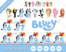 Bluey Birthday SVG, Bluey Birthday Clipart Set, Bluey Alphabet SVG Cut Files for Cricut / Silhouette, PNG Vector Files