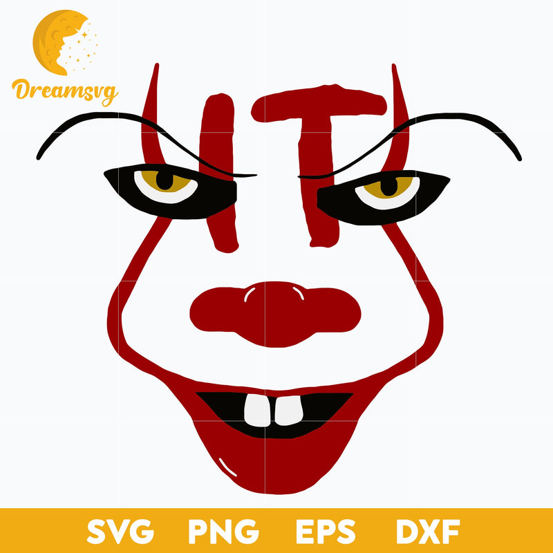 Pennywise Clown Pumpkin Stencil SVG, Scary Halloween SVG, Horror Characters svg, Halloween svg, png, dxf, eps digital file.