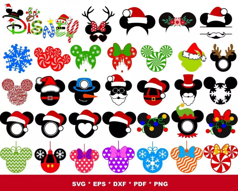 Mickey And Minnie Mouse Christmas Clipart, Disney Christmas SVG, Mickey Mouse Christmas SVG, Mickey Mouse PNG