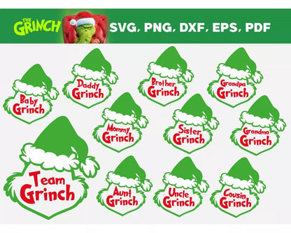 The Grinch 100+ Cliparts Bundle, Merry Grinchmas SVG Cut Files For Cricut / Silhouette, Grinch Christmas PNG