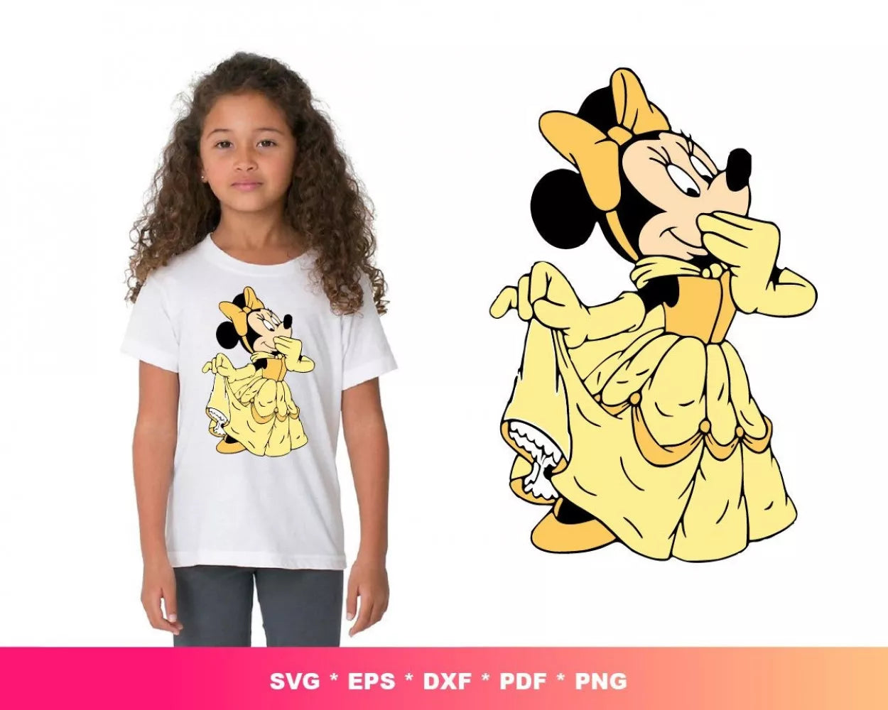 Princess Minnie Mouse SVG, Minnie Princess SVG, Minnie Clipart Set, Minnie Mouse Birthday Silhouette Vector Cut Files
