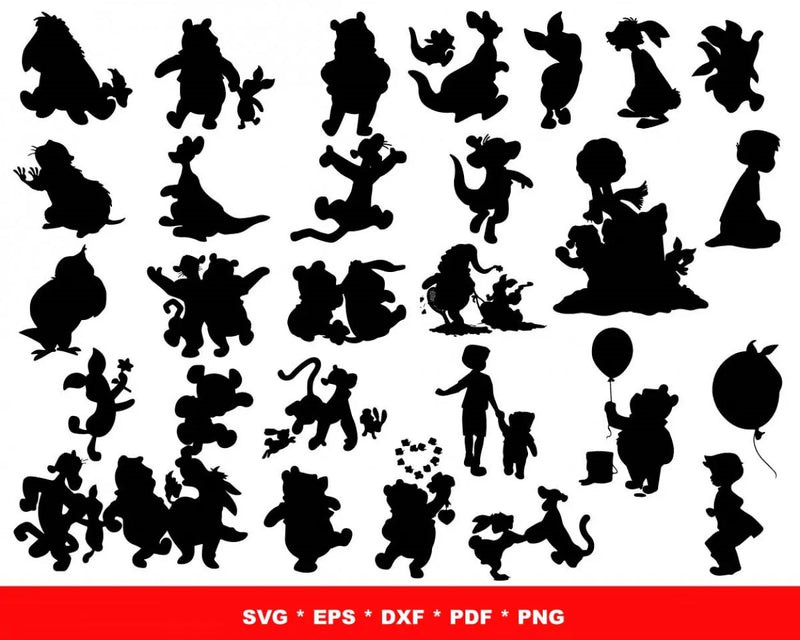 Winnie the Pooh Clipart Bundle, Pooh SVG Cut Files For Cricut, Winnie the Pooh Silhouette Vector Cut Files