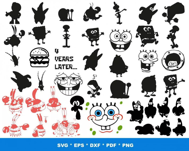 SpongeBob Clipart Bundle, PNG & SVG Cut Files for Cricut & Silhouette