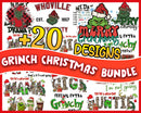 20+ Grinch Bundle SVG, Grinch SVG, Grinchmas Cutting Image, Christmas Grinch svg, png, eps, dxf