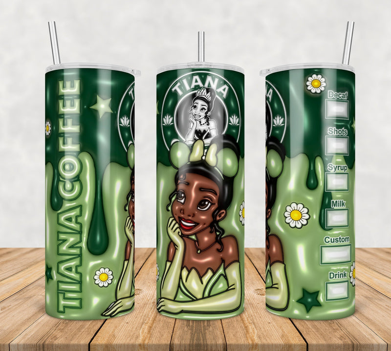 Princess Tiana Inflated 3D Tumbler Wrap Png, SG10072384