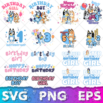 Bluey SVG & PNG Bundle - 850+ Bluey Family Clipart for Cricut & Silhouette, Sublimation, Stickers, Instant Download, Tshirt | Mug, Decals