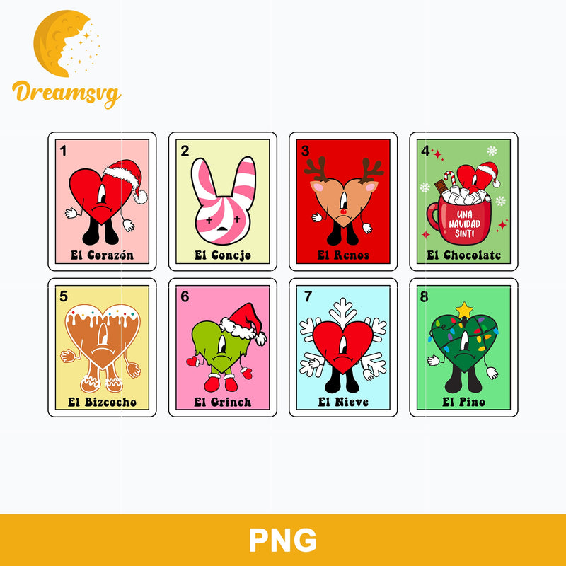 Bad Bunny Loteria Christmas PNG, Bunny Christmas PNG