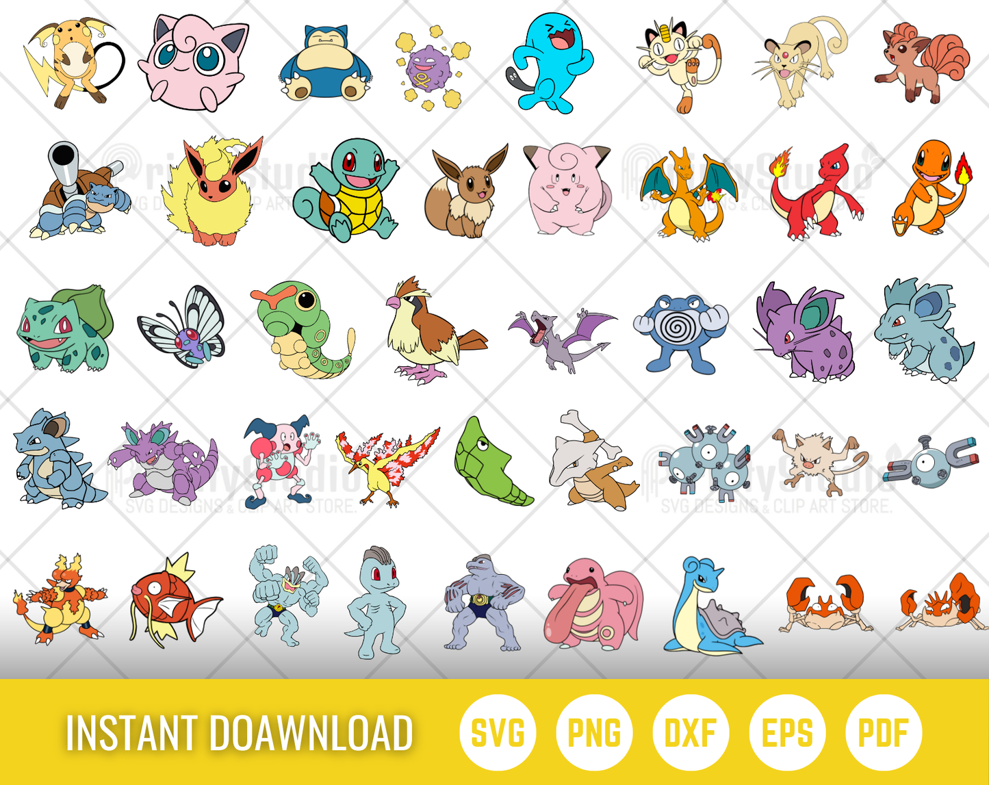 Pokemon SVG Bundle, Pokemon Birthday SVG, Pokemon Alphabet SVG, Clipart PNG Vector Files