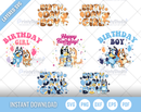 Bluey Birthday SVG, Bluey Birthday Clipart Set, Bluey Alphabet SVG Cut Files for Cricut / Silhouette, PNG Vector Files