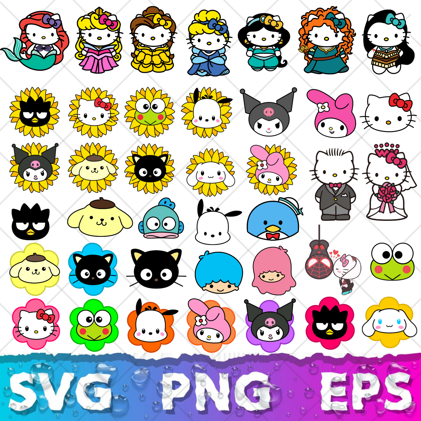 Hello Kitty SVG Bundle, Hello Kitty Clipart for Cricut & Silhouette, Hello Kitty PNG SVG Cut Files - Digital Bundle