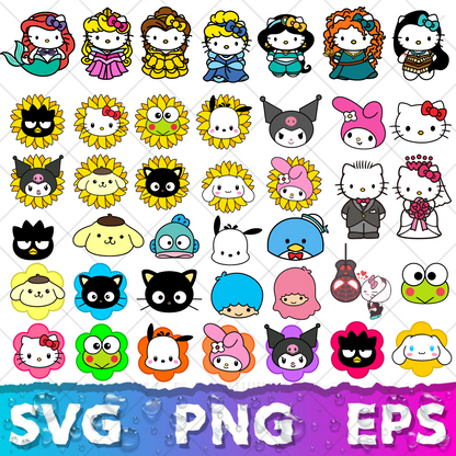 Hello Kitty SVG Bundle, Hello Kitty Clipart for Cricut & Silhouette, Hello Kitty PNG SVG Cut Files - Digital Bundle