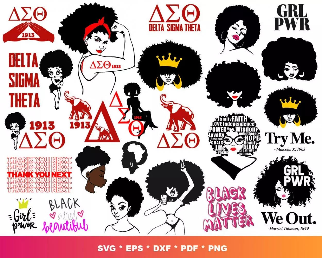 Afro Clipart Bundle, Afro Women Svg, Afro Man Svg, Afro Boy Svg, Afro Girl Svg, Silhouette Vector Cut Files