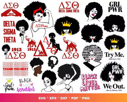 Afro Clipart Bundle, Afro Women Svg, Afro Man Svg, Afro Boy Svg, Afro Girl Svg, Silhouette Vector Cut Files