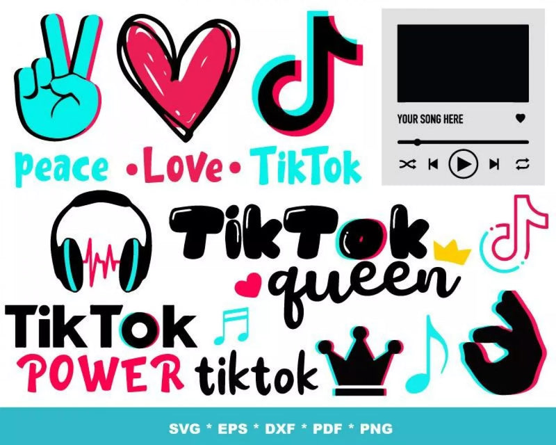 TikTok PNG & SVG Bundle, 1000+ Files For Cricut & Silhouette