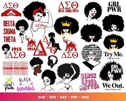 Afro Svg Cut Files For Cricut & Silhouette