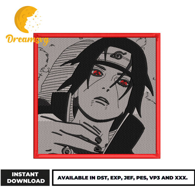 Itachi embroidery design, Naruto embroidery