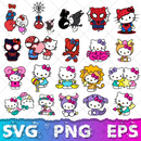 Hello Kitty SVG Bundle, Hello Kitty SVG for Cricut, Hello Kitty Silhouette Vector Cut Files Clipart Digital Bundle