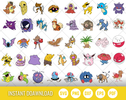 Pokemon SVG Bundle, Pokemon Birthday SVG, Pokemon Alphabet SVG, Clipart PNG Vector Files