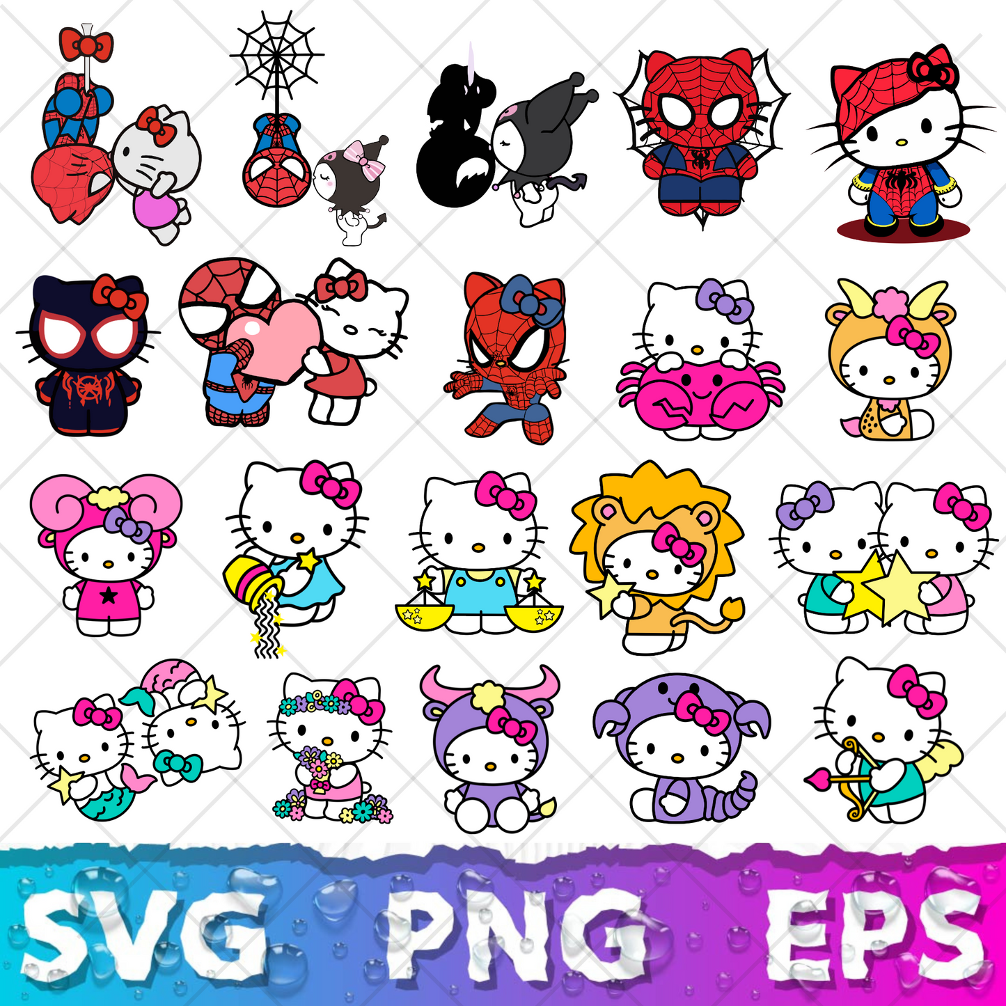 Hello Kitty SVG Bundle, Hello Kitty Clipart for Cricut & Silhouette, Hello Kitty PNG SVG Cut Files - Digital Bundle