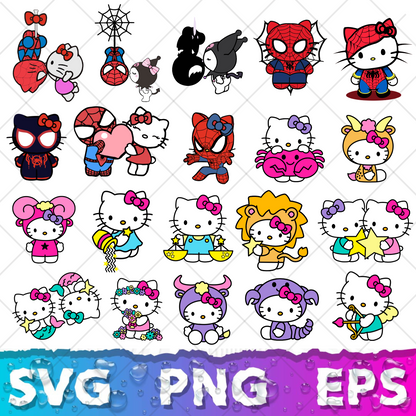 Hello Kitty SVG Bundle, Hello Kitty Clipart for Cricut & Silhouette, Hello Kitty PNG SVG Cut Files - Digital Bundle