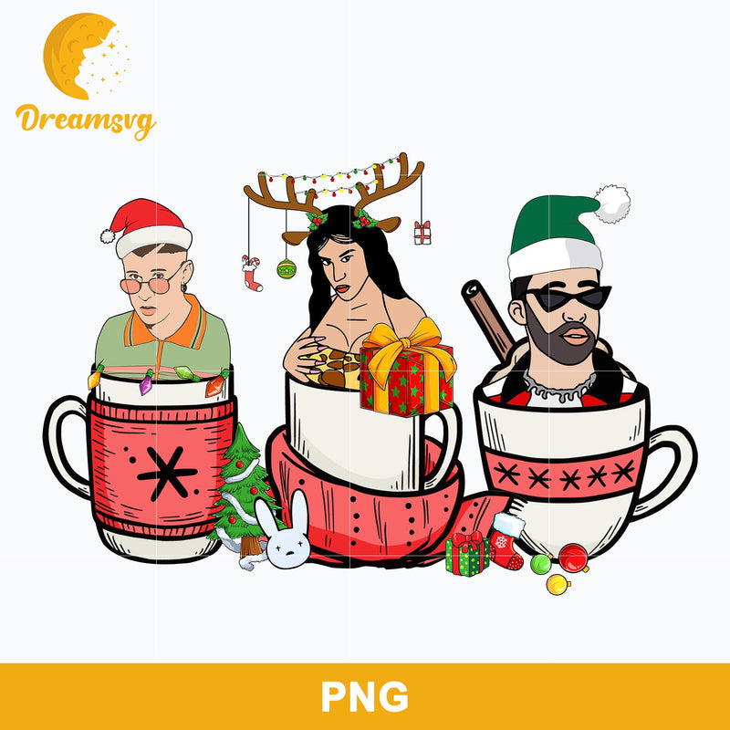 Bad Bunny Christmas Latte Coffee Png, Bunny Halloween Png.