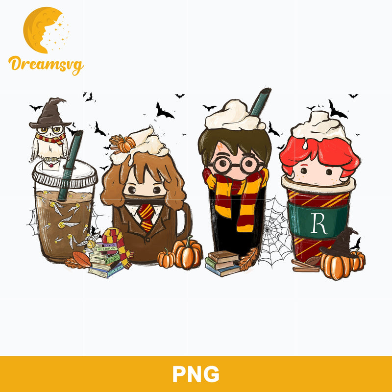 Harry Fall coffee Png, Pumpkin Spice Latte Png Halloween Coffee Png Sublimation.