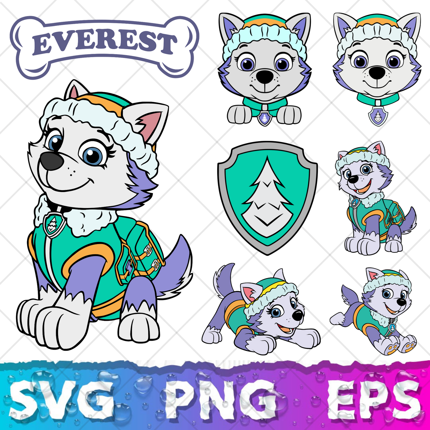 Paw Patrol Cliparts Bundle, Paw Patrol SVG Cut Files for Cricut / Silhouette, Paw Patrol Alphabet SVG, PNG, DXF