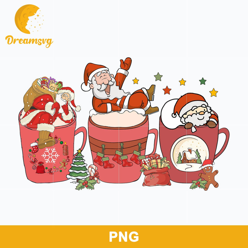 Santa Claus Coffee Latte Png, Christmas Coffee Png, Christmas Santa Drink Png File