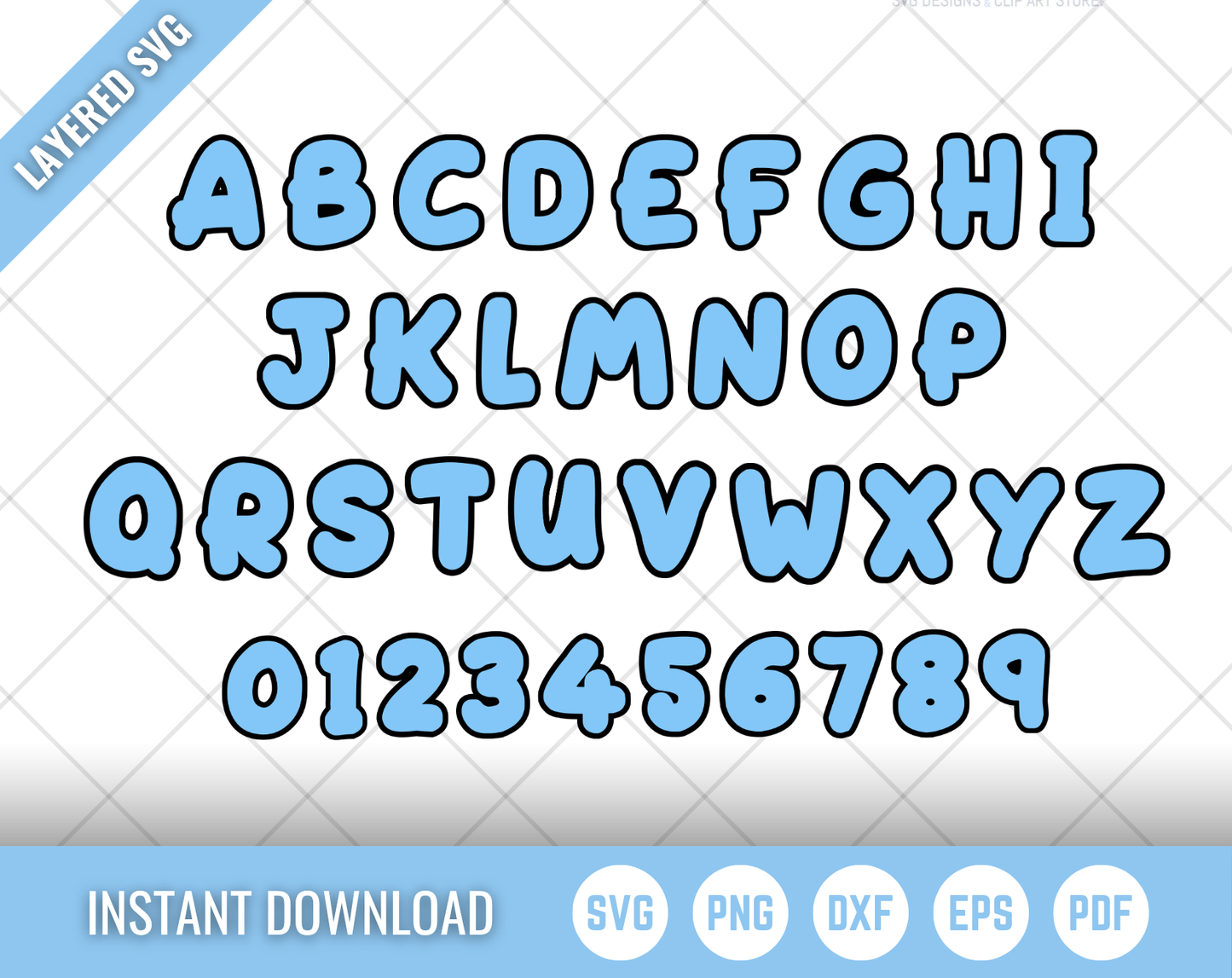 Bluey Birthday SVG, Bluey Birthday Clipart, Bluey Alphabet SVG Cut Files for Cricut / Silhouette, PNG Vector Files