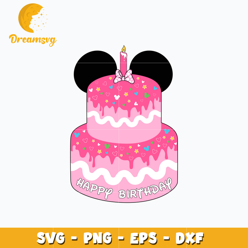 Mickey mouse pink birthday cake svg