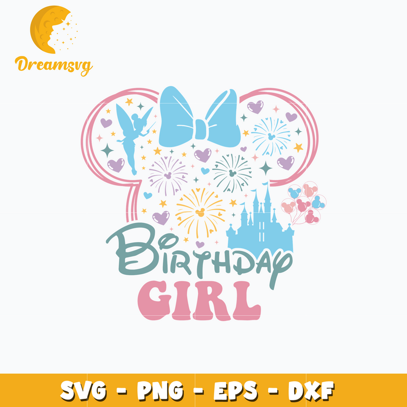 Minnie head castle birthday girl svg