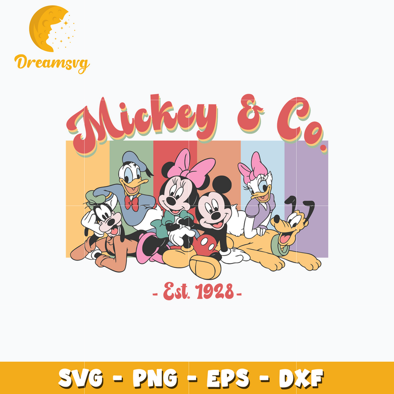 Mickey co est 1928 disney friends svg