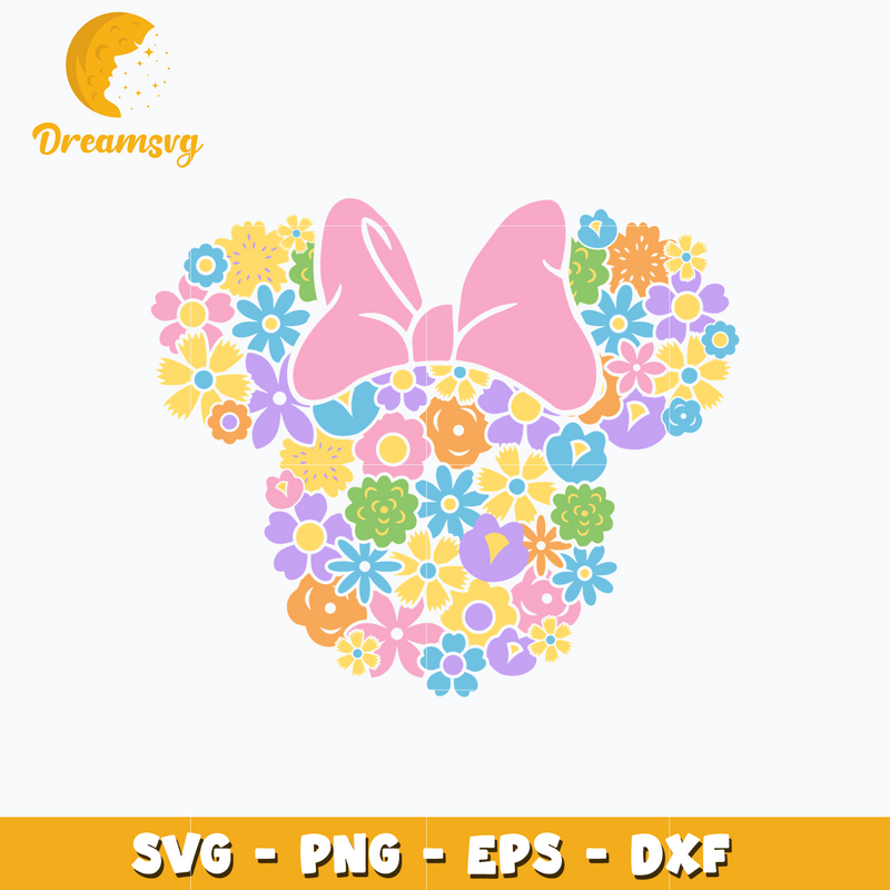 Minnie mouse head flowers svg