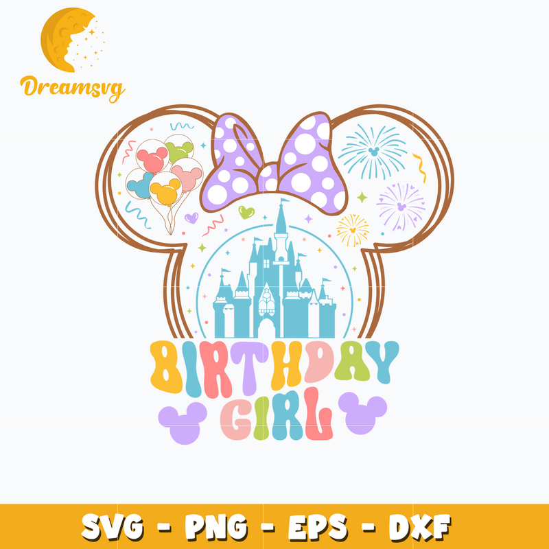 Minnie head castle birthday girl svg