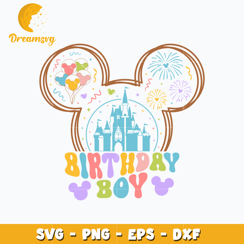 Mickey disney head birthday boy svg