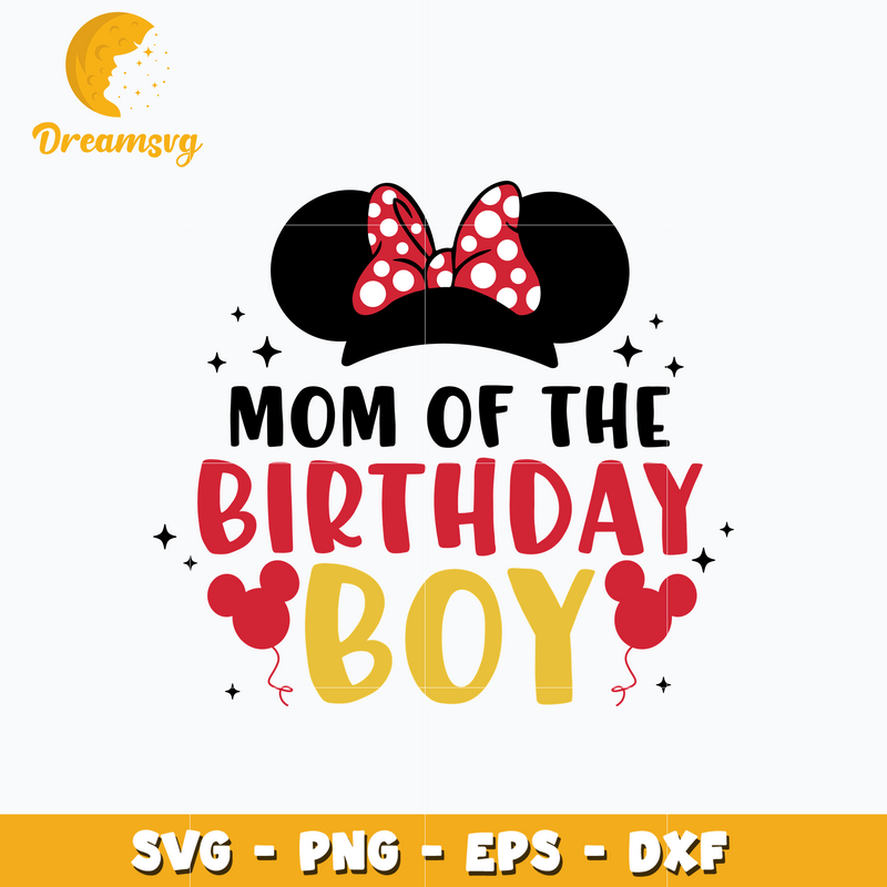 Minnie head mom of the birthday boy svg