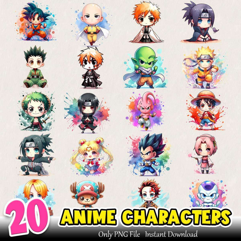 Anime Characters 2 PNG Bundle Sublimation Instant Download