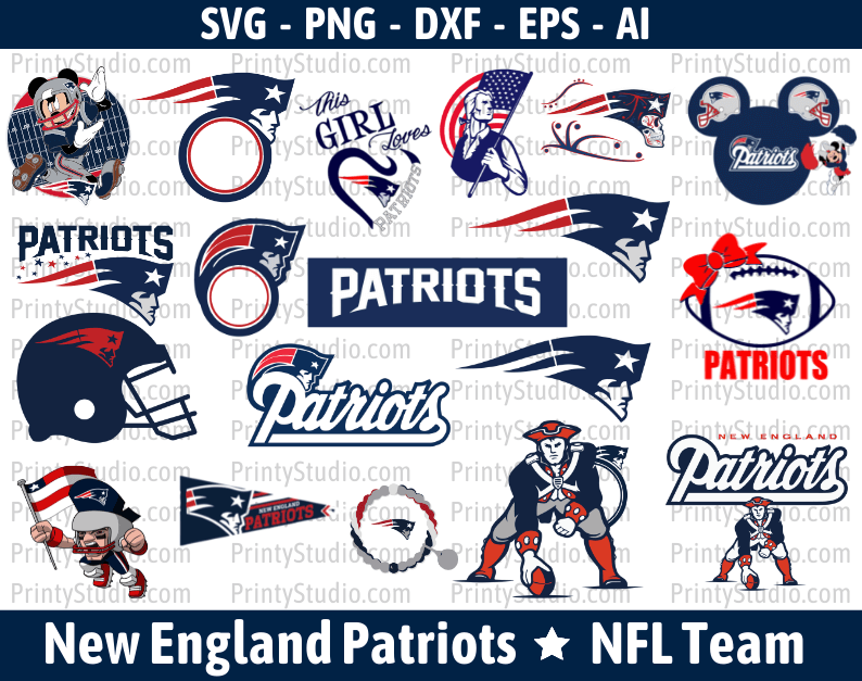 New England Patriots Clipart Bundle, PNG & SVG Cut Files for Cricut / Silhouette