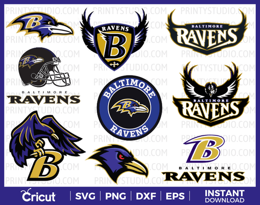 Baltimore Ravens Clipart Bundle, PNG & SVG Cut Files for Cricut / Silhouette