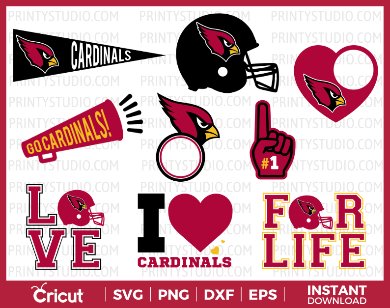 Arizona Cardinals Clipart Bundle, PNG & SVG Cut Files for Cricut / Silhouette