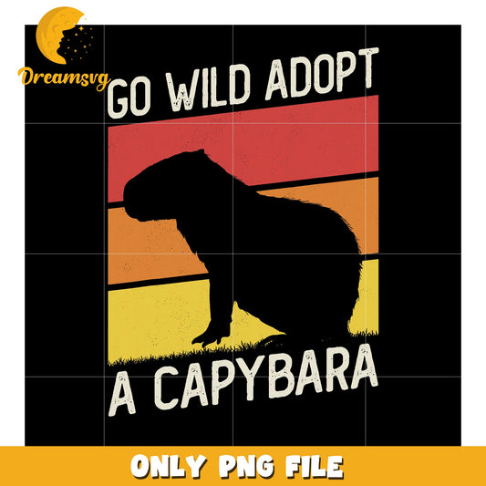 Adopt a Capybara PNG Retro Design