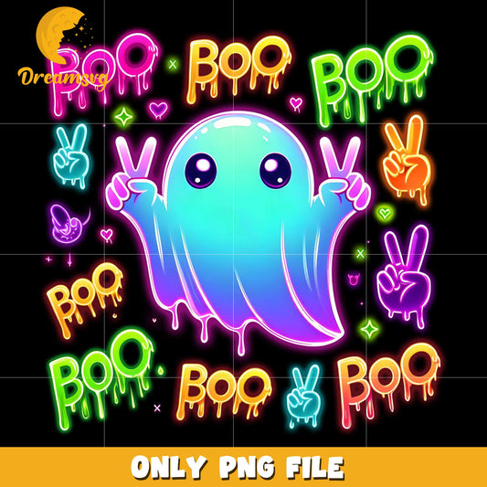 Adorable boo ghoul neon png, spooky season png, halloween pumpkin png