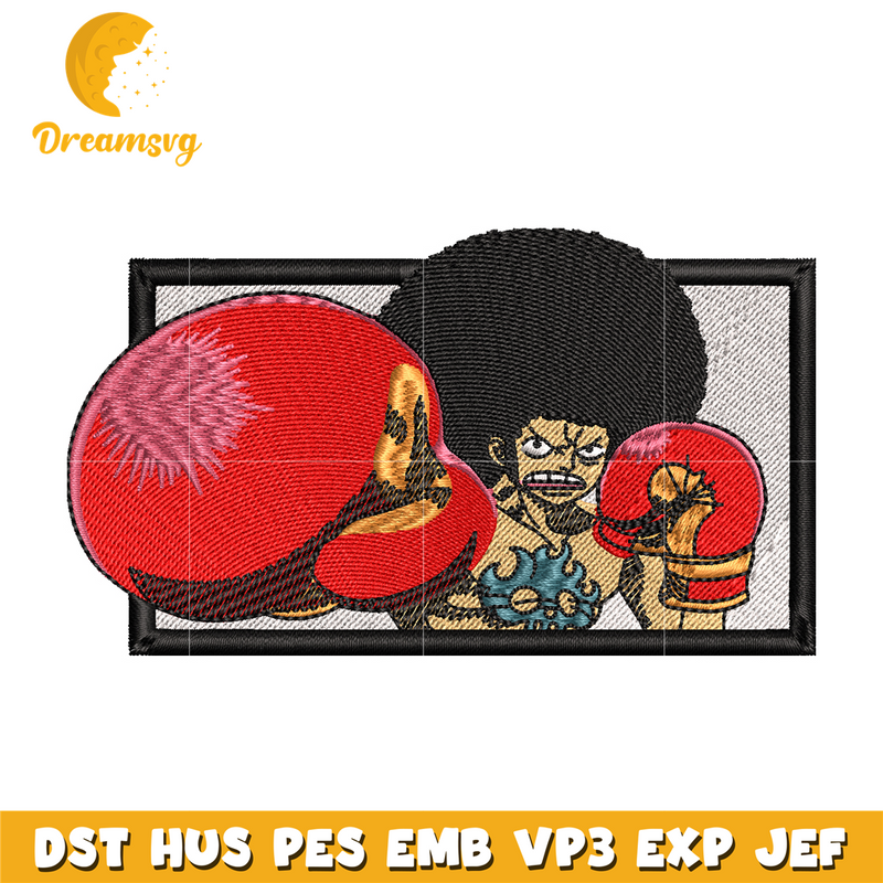 Afro Luffy embroidery design