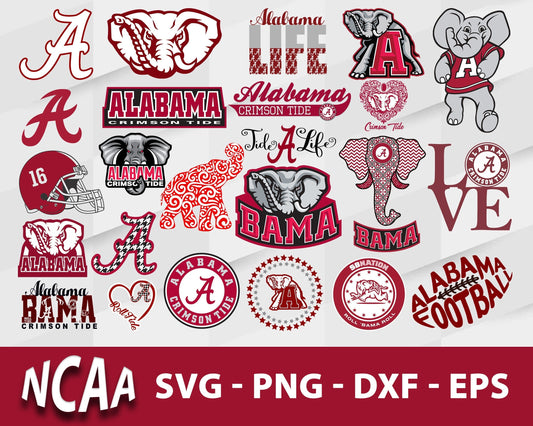 Alabama Crimson Tide Svg Bundle, Alabama Crimson Tide Svg, Sport Svg, Ncaa Svg, Png, Dxf, Eps Digital file.