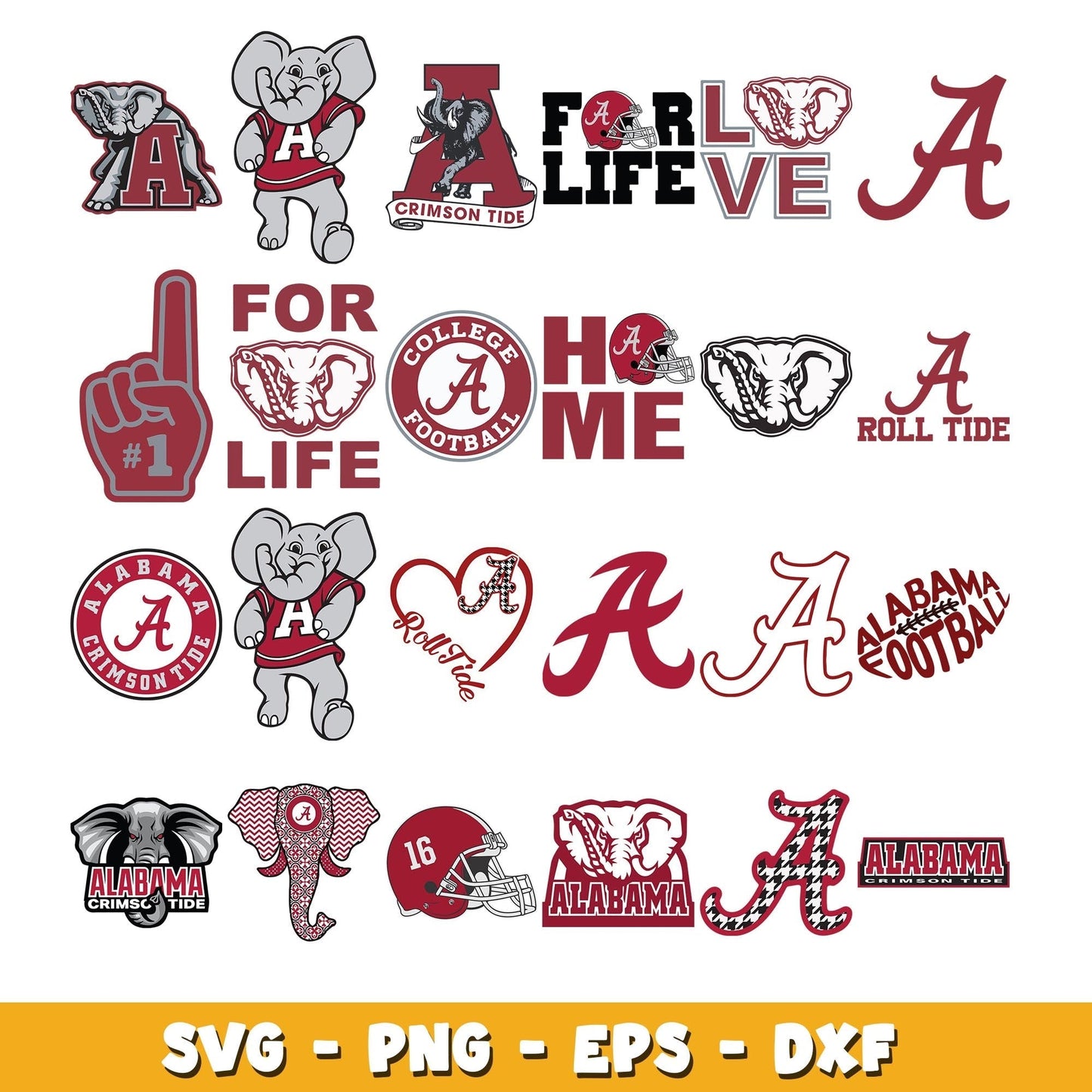 Alabama crimson tide bundle svg, Alabama crimson tide logo  svg, ncaa svg