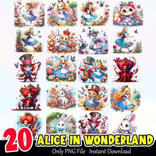 Alice In Wonderland Bundle PNG Instant Download