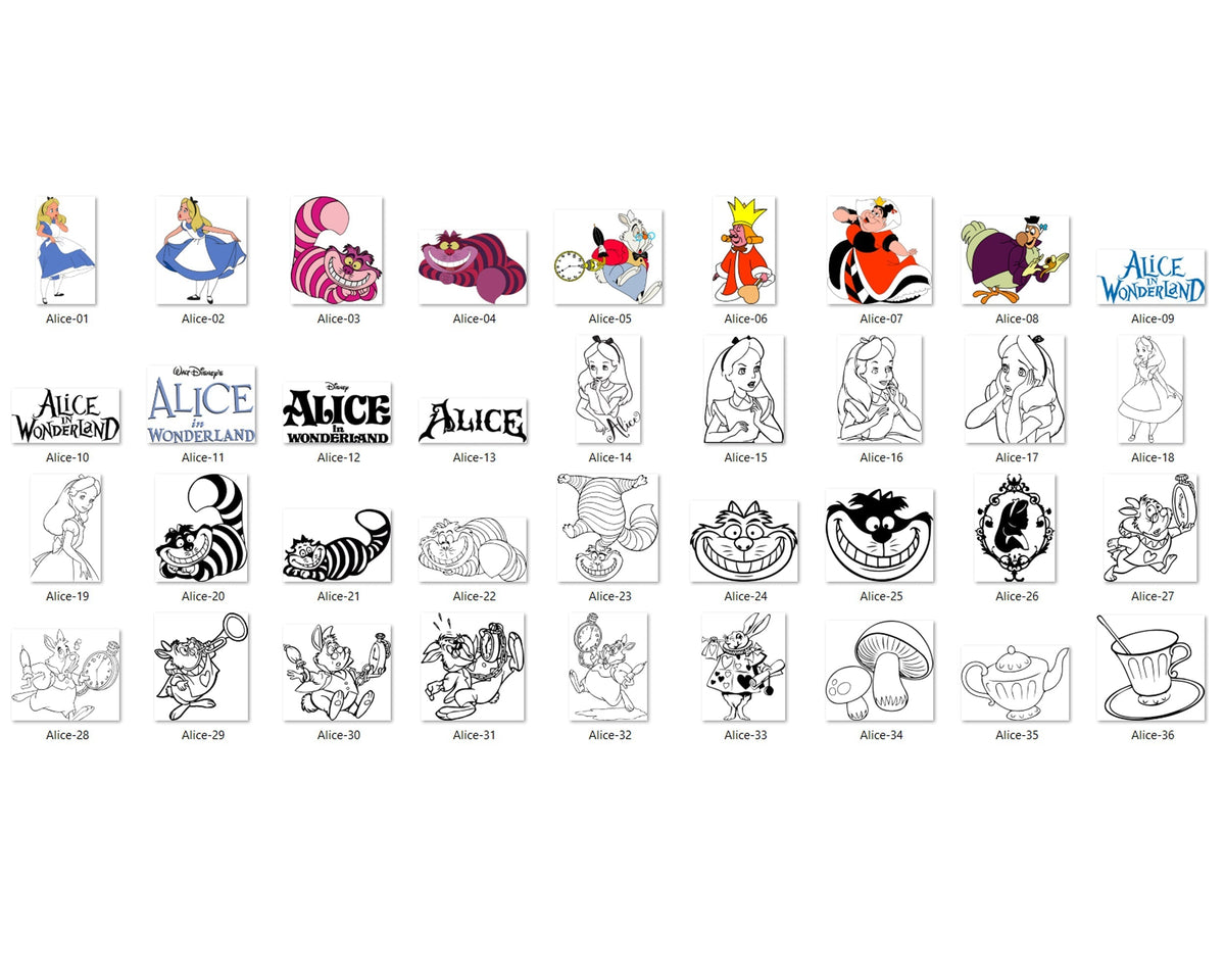 184+ Alice in Wonderland SVG Bundle, Alice SVG, Alice in Wonderland Clipart, Alice in Wonderland cut file, Silhouette, Printable, Alice PNG, Cartoon svg, png, dxf, eps digital file