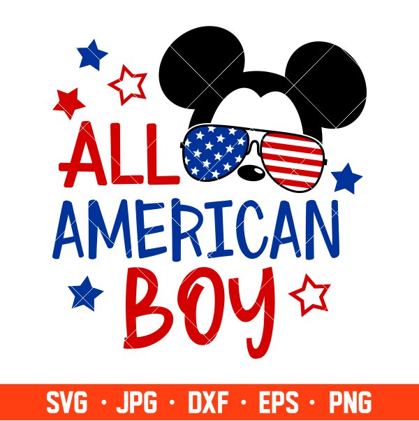 All American Boy Mickey Mouse Svg, Free Svg, Daily Freebies Svg, Cricut, Silhouette Vector Cut File